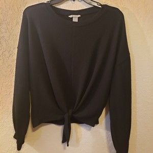 H&m Women's Black Tie-Front Long Sleeve Blouse Sz Small